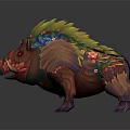 Mythical Boar Game Character With Floral Mane Mushroom Details And Vibrant Colors