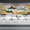 Various Airplane Models Display Different Types On Shelf With Miniature Collection 3d model