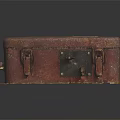 Rusty Metal Equipment Box With Label And Latches On Reflective Surface 3d model