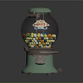 Vintage Light Green Gumball Machine With Transparent Globe And Colorful Gum Balls
