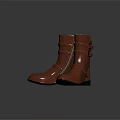 Red Mid Calf Boots With Zipper Straps And Classic Daily Wear Design