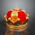 Royal Fashion Accessory Red Velvet Crown With Gold Decorations And Blue Gemstones