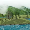 Scenic Road Infrastructure With Green Hills Water Bodies And Landscaped Paths