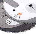 Round Gray and White Cartoon Cat Pattern Carpet with Fringed Edge 3d model