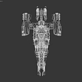 Large Green Military Style Spaceship Flying Near Earth in Space