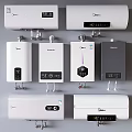 Various Electric Water Heater Models As Daily Use Appliances On Wall