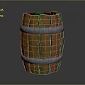 Wooden Barrel Structure With Rustic Wooden Staves And Metal Hoops With Rivets