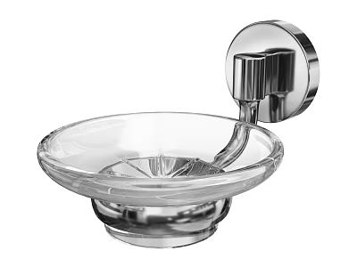 Transparent Glass Wall Mounted Soap Dish with Metal Bracket for Daily Bathroom Washing 3d model