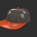 Stylish Glossy Baseball Cap With Dark Gray Body Orange Brim And White Spots