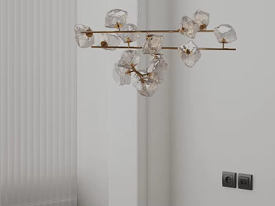 Modern Elegant Chandelier With Crystal Pieces And Metal Rods For Interior Decoration 3d model