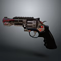Modern Tactical Revolver With Black Red Accents And Sci-Fi Mechanical Design Features