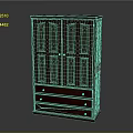 Dark Red Wooden Wardrobe Featuring Double Doors And Bottom Drawers