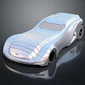 Silver Futuristic Concept Car With Streamlined Body And Red Accent Lines