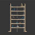 Multi tier Wooden Storage Shelf with Household Items Books Shoes and Hats
