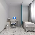 Modern Room Interior With Desk Computer Chair Bed And Terrazzo Floor Curtains