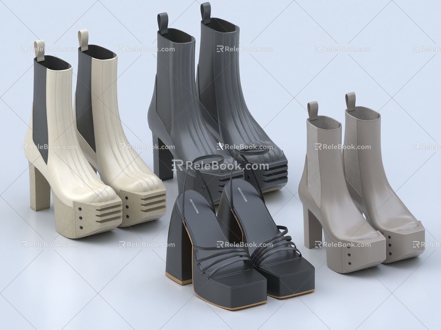 High Heels Tall Shoes Shoes Women's Shoes High Heel Boots Boots Leather Boots 3d model