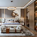 Modern Bedroom Interior Design With Large Bed Chandelier Nightstands And Area Rug