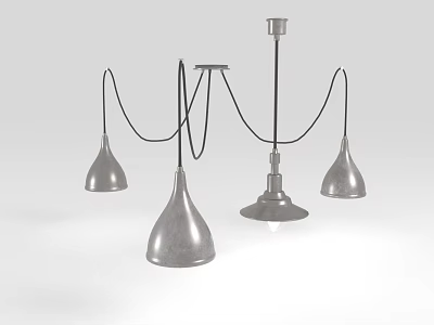 Modern Metal Chandelier With Multiple Silver Shades And Contemporary Hanging Design For Home Decor 3d model