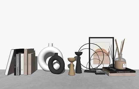 Modern Ornaments Combination Art Ornaments Decorations Books 3d model