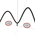 Outdoor Playground Equipment With Black Curved Frame And Red Circular Net Swings