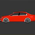 Red Modern Sedan With Sunroof Black Wheels And Reflective Surface