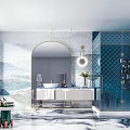 Elegant Modern Bathroom Interior With Marble Vanity And Gold Accents