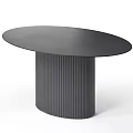 Modern Oval Dining Table With Gray Sleek Tabletop And Gold Ribbed Base 3d model