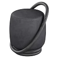 Elegant Black Sofa Stool With Round Velvet Cushioned Seat And Curved Wooden Accent Ring