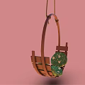 Modern Stylish Hanging Chair With Metal Frame And Green Soft Comfortable Cushion Design