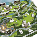 Scenic Camping Site With Cabins Green Spaces Water Features And Recreational Walking Paths