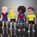 Pixelated Humanoid Characters Standing Together In Colorful Outfits And Sneakers