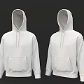 Two White Hooded Sweatshirts With Drawstring Front Pocket And Long Sleeve Design 3d model