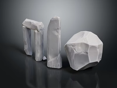 Natural Wood and Stone Decorative Pieces with Textured Surfaces and Varied Shapes 3d model