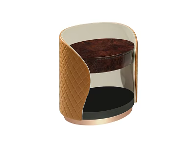 Modern Bedside Table With Quilted Leather Wrap Wooden Top And Metal Base 3d model