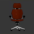 Ergonomic Red Leather Office Chair With High Backrest Armrests And Five Wheeled Base