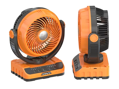Orange and Black Tabletop Air Cooler Fan with Compact Design Grill Front and Stable Base 3d model