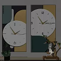 Modern Minimalist Wall Clock With Geometric Design And Green Accents