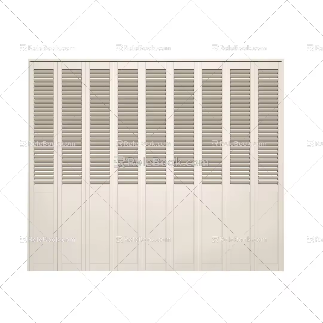 Solid wood door shutter partition door shutter plate 3d model