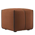 Modern Ottoman Footstool in Brown and Gray Fabric and Leather for Living Room