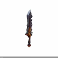Fantasy Sword With Red Gem Handle And Orange Flame Patterns Sharp Blade Design