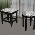 Stylish Stools With Black Legs And Patterned Cushions In Cozy Room