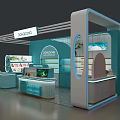 Modern Cosmetics Store With Blue White Interior Display Counters And Brand Sign