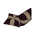 Dark Brown And Beige Decorative Pillows With Crossed Beige Straps Bow Design