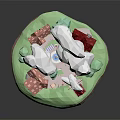 Fairy Tale Style Architecture Miniature Scene With Green Trees White Clouds And Small Houses
