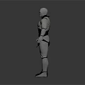 3D Character Models Humanoid Figure With Black Armor And Silver Mechanical Robot Holding Hands