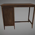 Classic Wooden Writing Desk With Four Drawers And Round Knobs Structure 3d model