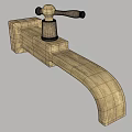 Brass Wall Mounted Faucet With Curved Spout And Vintage Handle Design