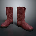Fashionable Red Leather High Top Boots With Classic Design And Textured Exterior
