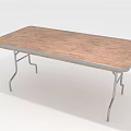 Rectangular Foldable Table With Wooden Top And Metal Legs Design 3d model