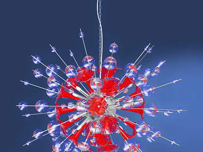 Red Transparent Glass Chandelier With Radiant Starburst Design For Modern Interior 3d model